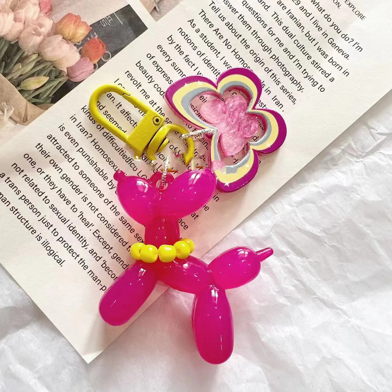 Balloon Dog Bag Charm with Butterfly Clip