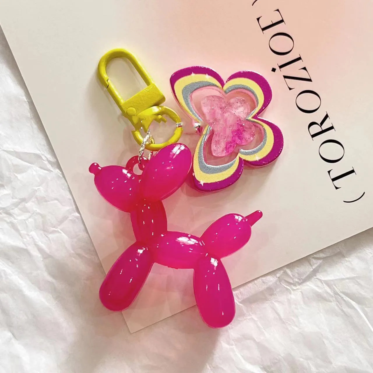 Balloon Dog Bag Charm with Butterfly Clip