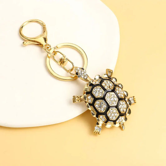 Gold Turtle Rhinestone Bag Charm - Luxurious Handbag Accessory - ANNELIE 