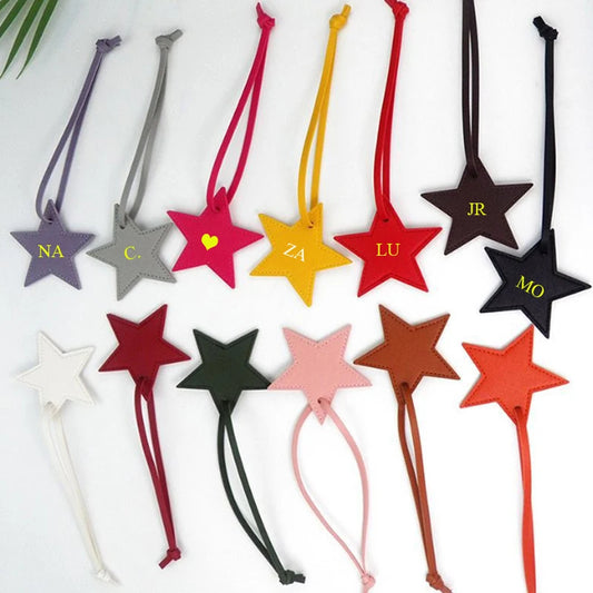 Customizable Star-Shaped Leather Bag Charm