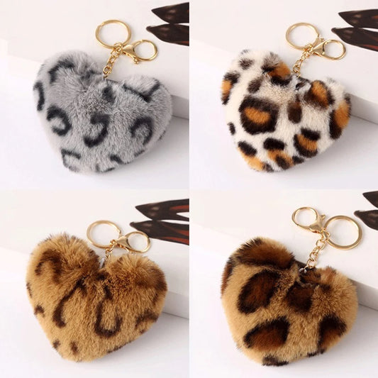 Luxurious Heart-Shaped Faux Fur Bag Charms