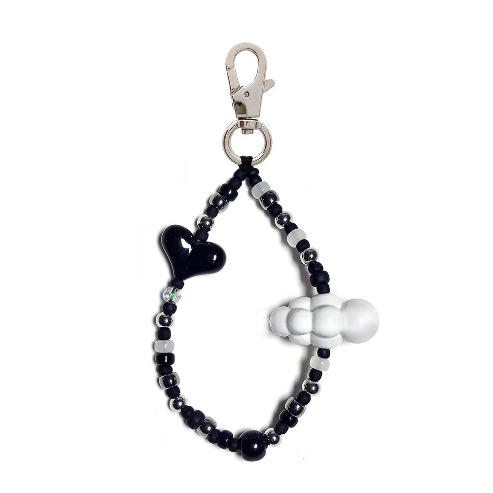 Monochrome Heart Beaded Charm