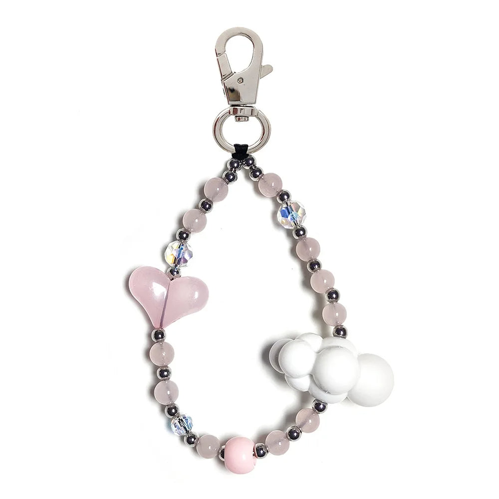 Pastel Pink Heart Beaded Bag Charm